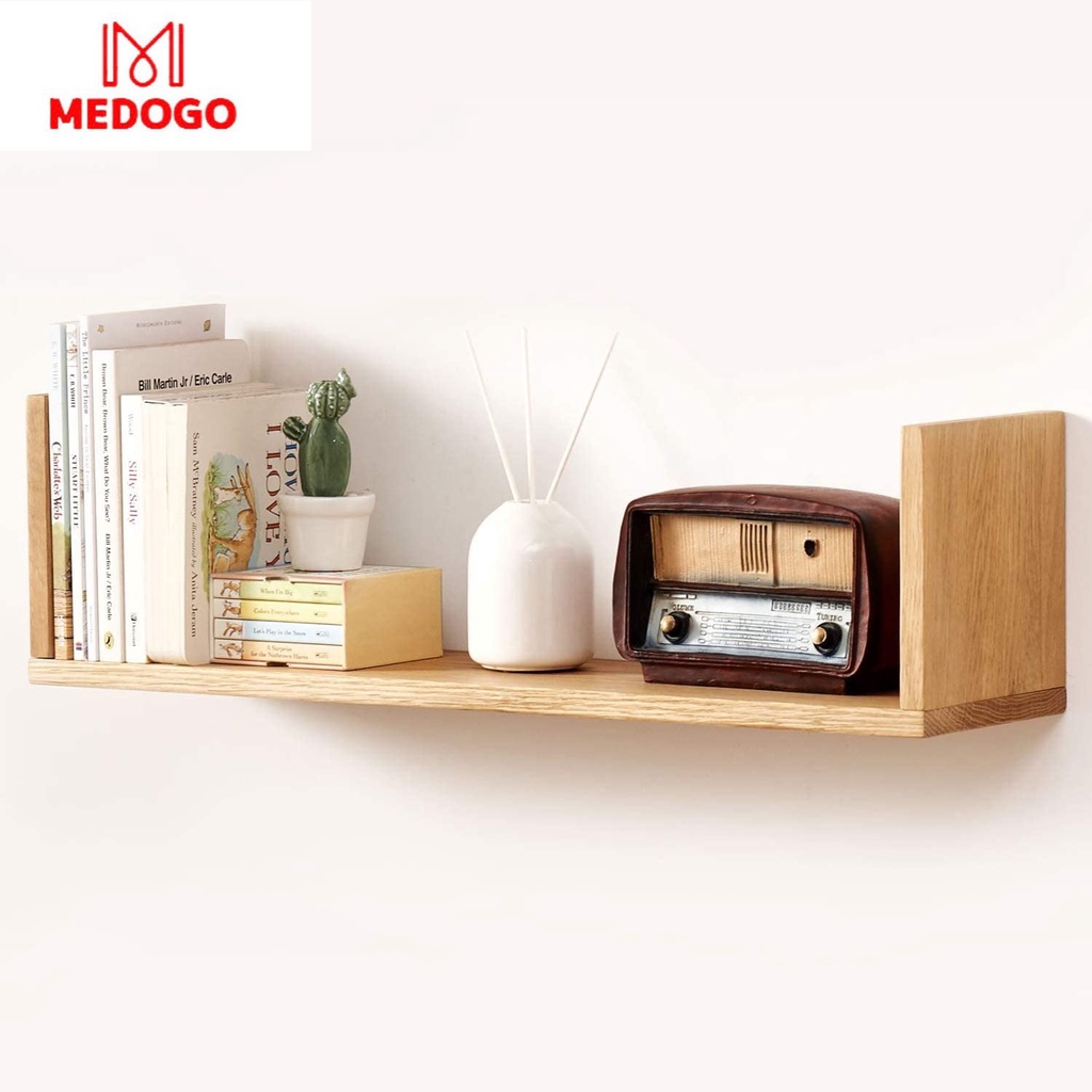 Kệ gỗ chữ U trang trí, giá sách treo tường đa năng nhiều kích thước gỗ thông nhập khẩu MEDOGO KU-01