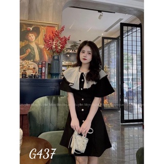 Đầm xoè nút phối cổ voan kiểu dáng thanh lịch dễ thương G437
