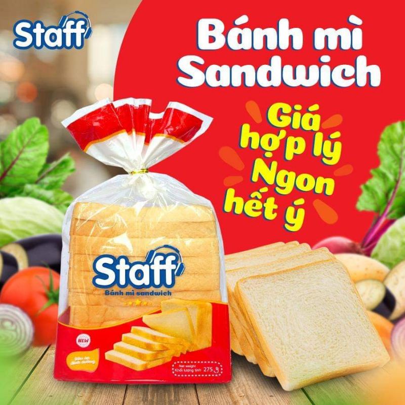 Bánh mì sandwich Staff túi 275g ( 10 cái)