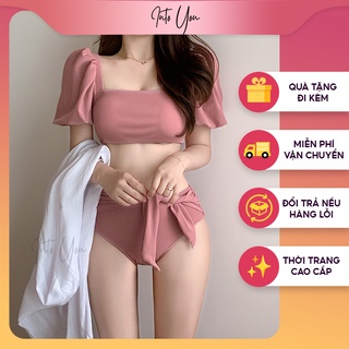 Bikini 2 hai mảnh đồ đi biển kín đáo Bánh Bèo Tay Bồng Hot Hit Đồ Bơi Nữ 2 Mảnh Ulzzang 2022