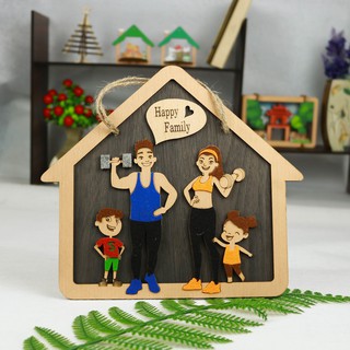Bảng gỗ trang trí decor gia đình Happy Family Gia đình 4 người