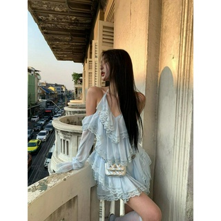 Whbyzwhcb Hot Girl Thiết Kế Cảm Giác Váy Nguyên Chất Váy Đi Biển Kỳ Nghỉ Siêu Cổ Tích Nặng Thủ Công Nhiều Lớp Ren Sling Đầm