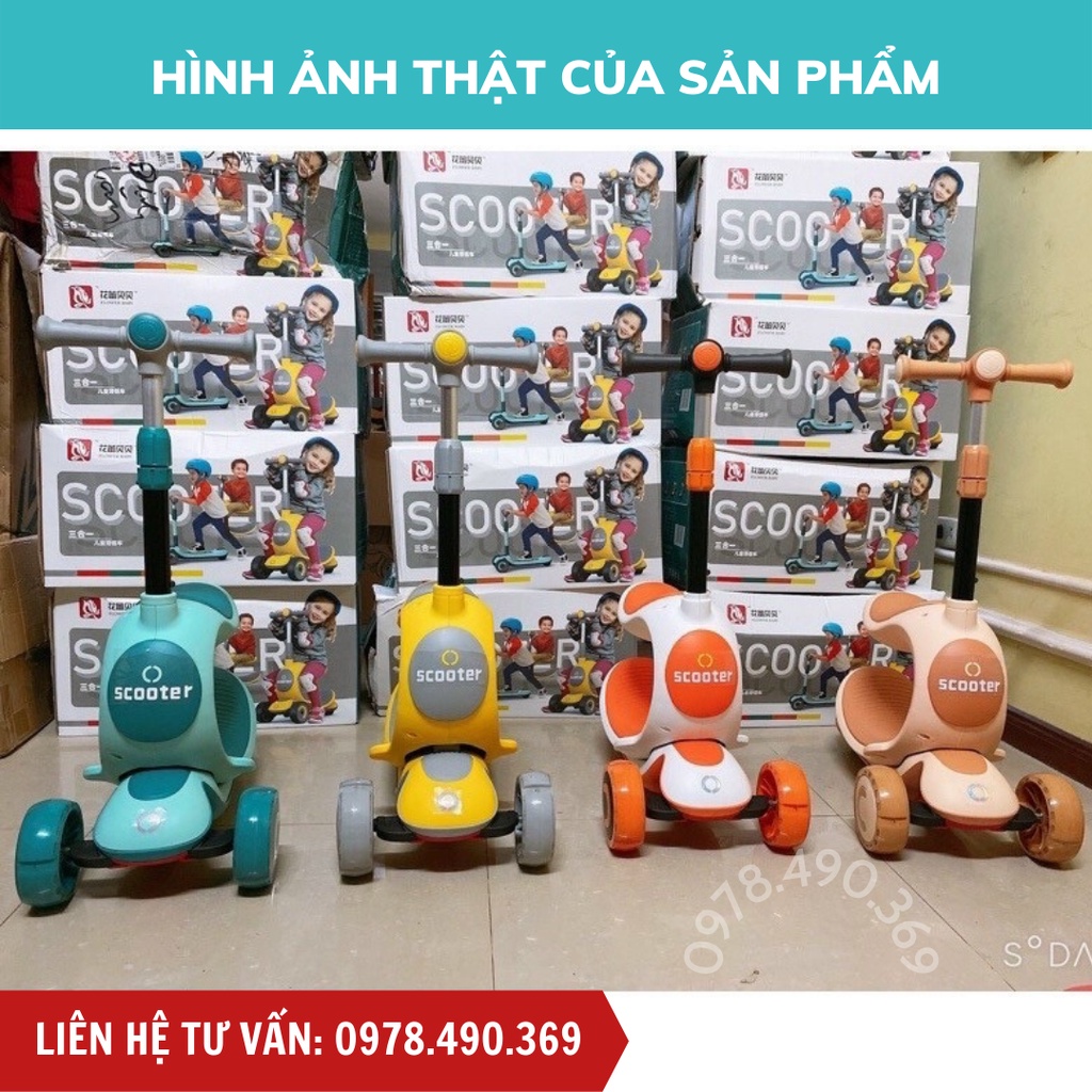 CHÍNH HÃNG] Xe Trượt Scooter Cao Cấp, Xe Chọi Chân Cho Bé 3 In 1 - Giúp Bé Vận Động Thoả Thích Mỗi Ngày 🌺FREESHIP🌺