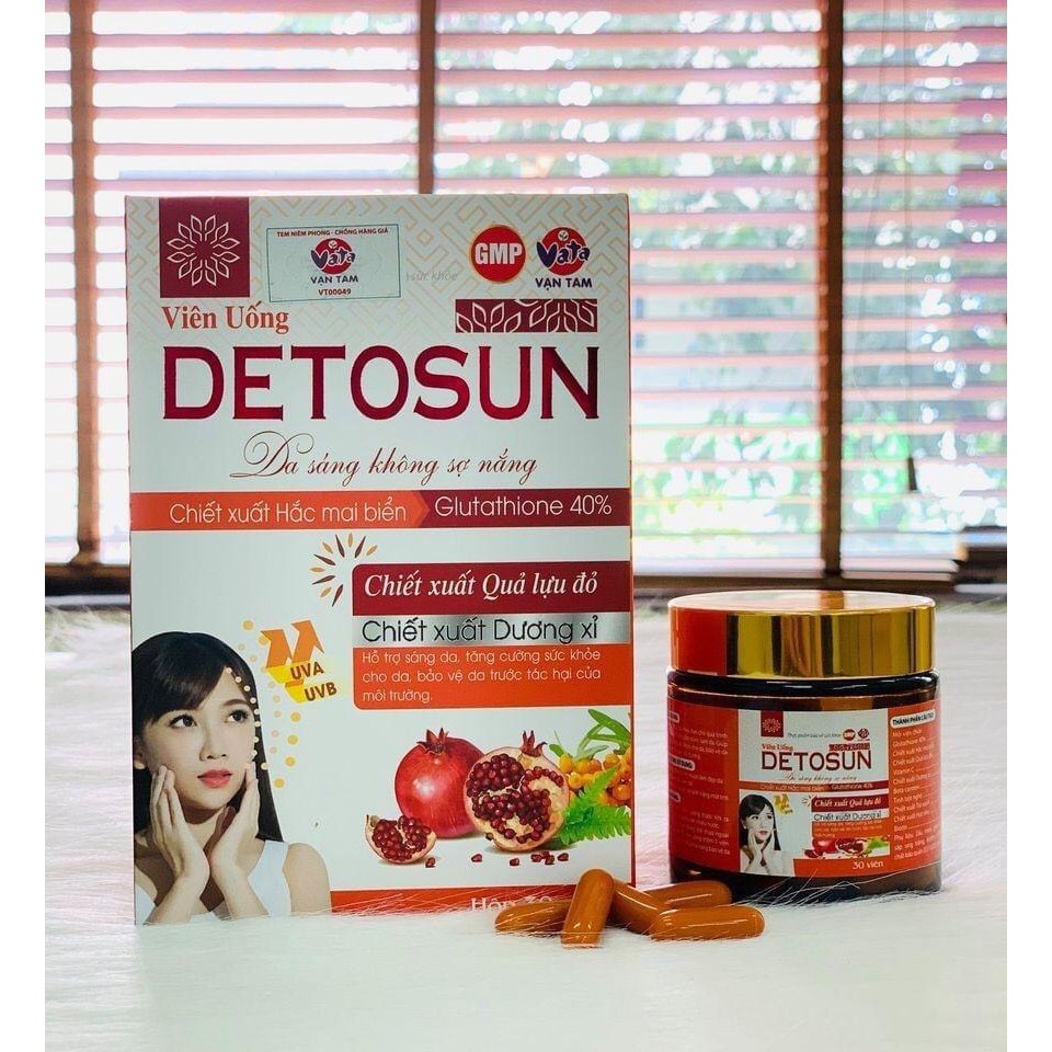 Viên Uống Giảm Nám Trắng Da Chống Nắng DETOSUN (Hộp 30 viên)