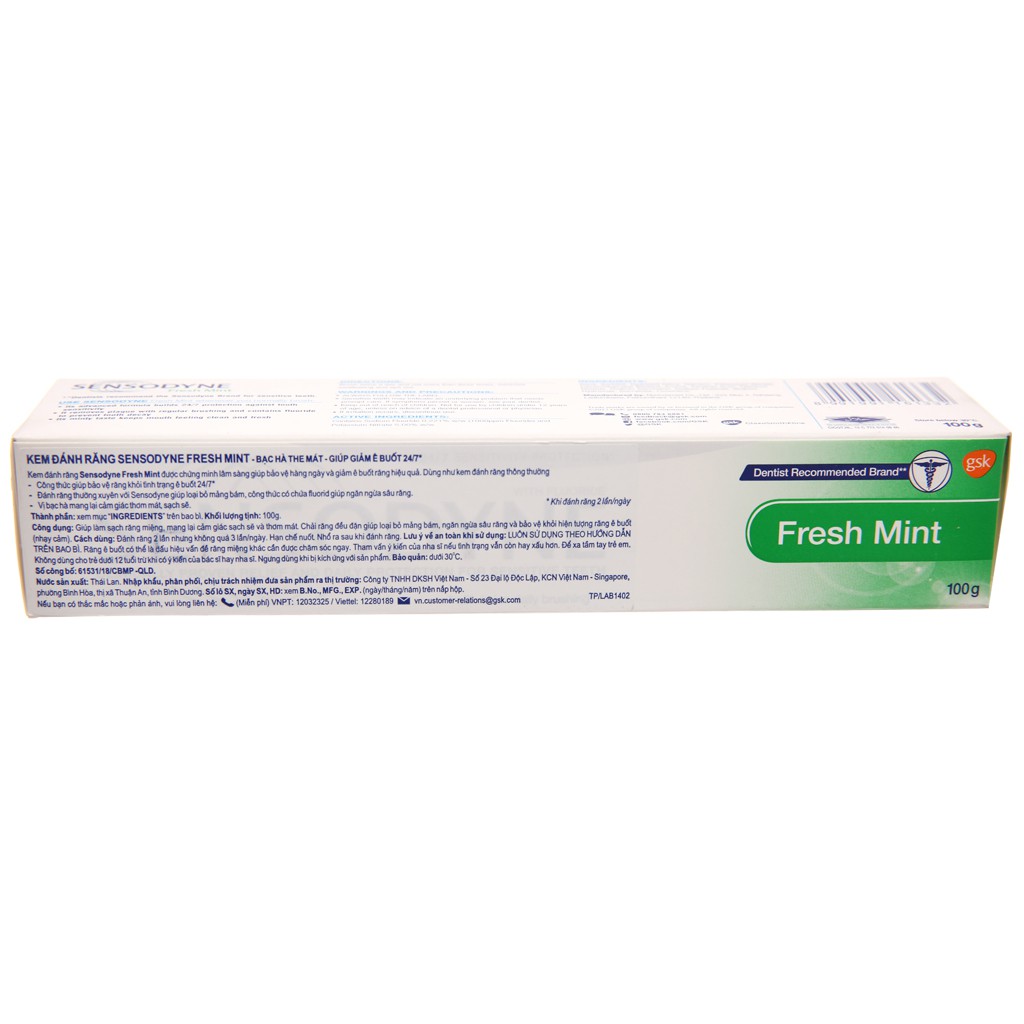 Kem Đánh Răng Sensodyne Fresh Mint 100g Bạc hà