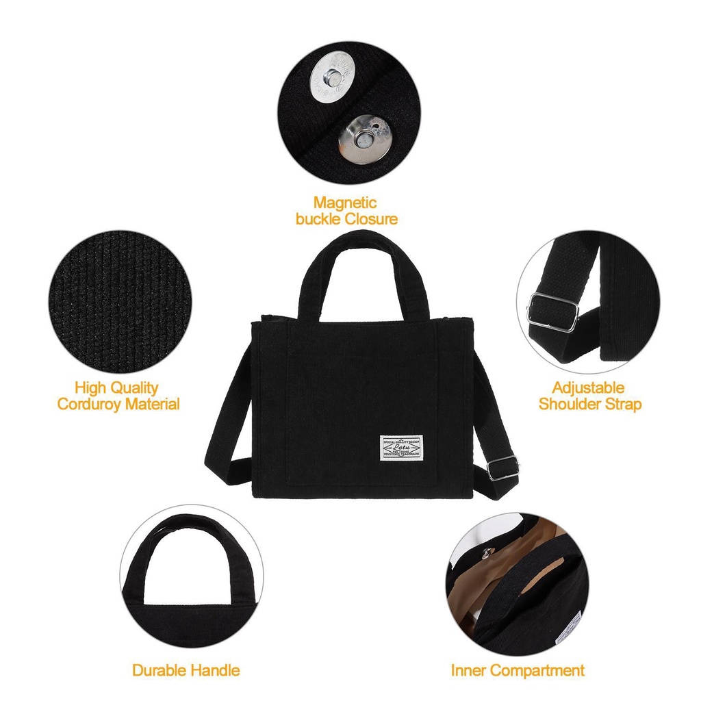 LAY Túi Đeo Chéo Vải Nhung Kẻ Phối Khóa Kéo Thân Thiện Với Môi Trường Cho Nữ