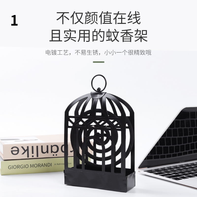 Giá đỡ cuộn nhang muỗi bằng sắt thiết kế hình lồng chim độc đáo trang trí nhà cửa/ngoài trời