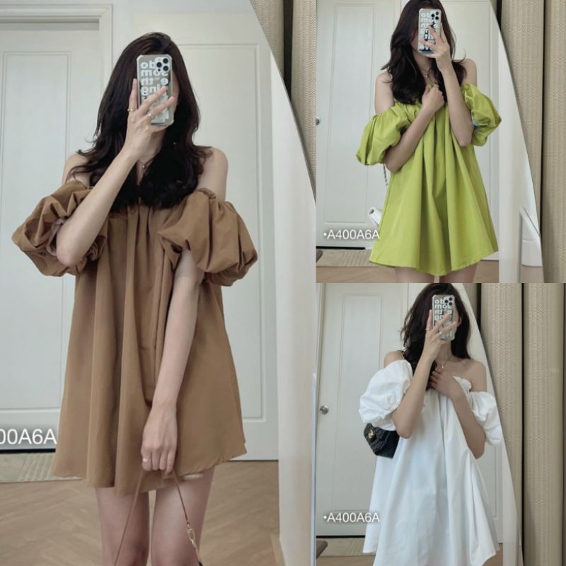 ÁO KIỂU TRỄ VAI FORM RỘNG ÁO BẸT VAI KIỂU FORM DÀI GIẤU QUẦN ĐEN/TRẮNG/XANH/HỒNG/NÂU