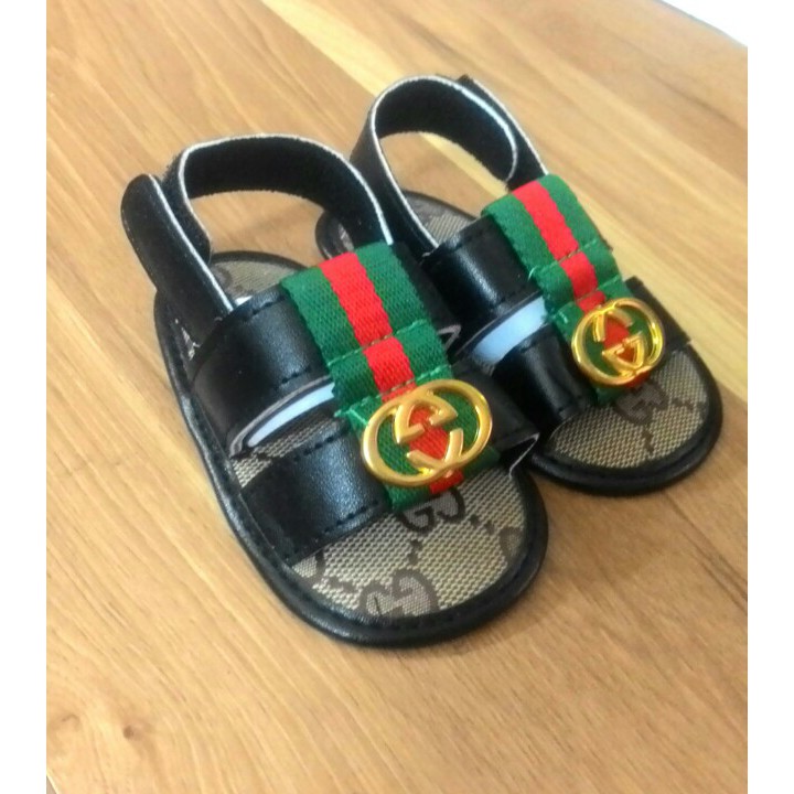 Dép da, sandal đen/nâu cho bé trai size 3-9m