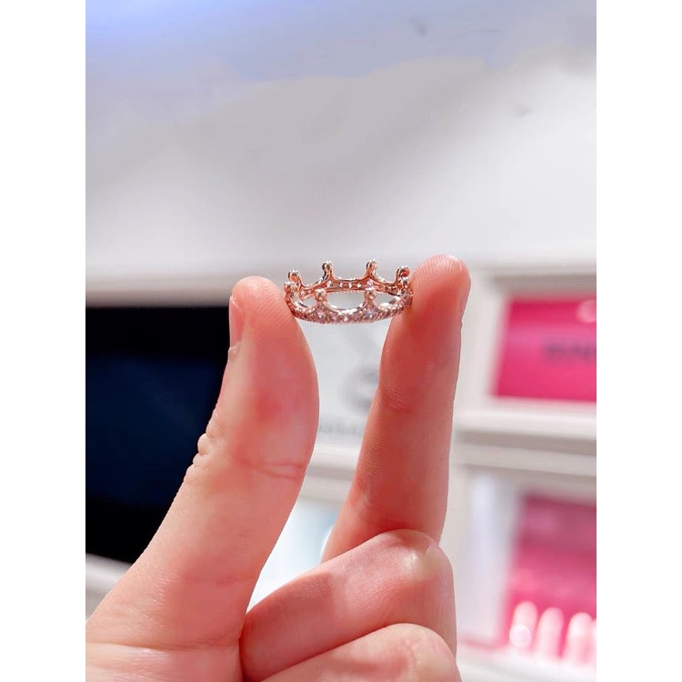 PANDORA Nhẫn Mạ Bạc 925 Hình Vương Miện Đính Đá Cz Cổ Điển