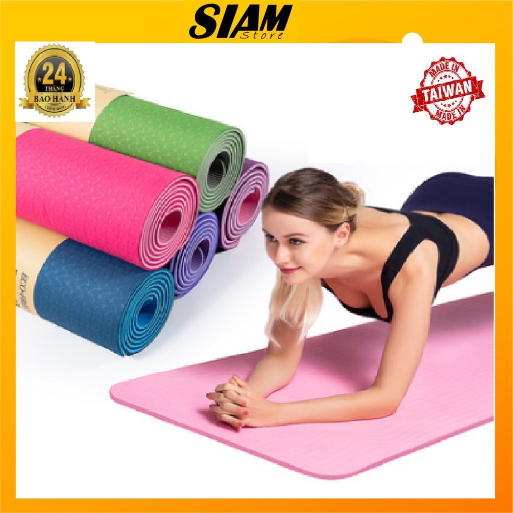 Thảm Tập Yoga Hoa Văn 6MM TPE 2 Lớp Cao Cấp Chống Trượt Siêu Bền SIAM SPORT