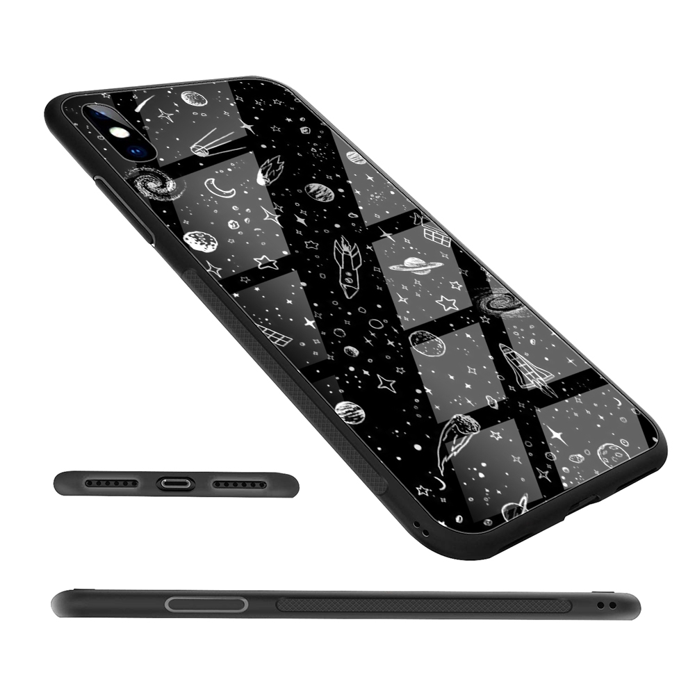 Ốp điện thoại silicon mặt kính in hình vũ trụ mặt trăng nghệ thuật 37C cho iPhone XS Max XR X 11 Pro 7 8 6 6S Plus