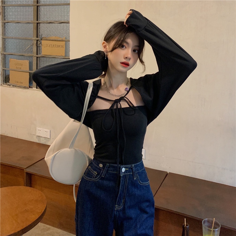 Set áo ống + áo khoác cardigan phong cách Hàn Quốc