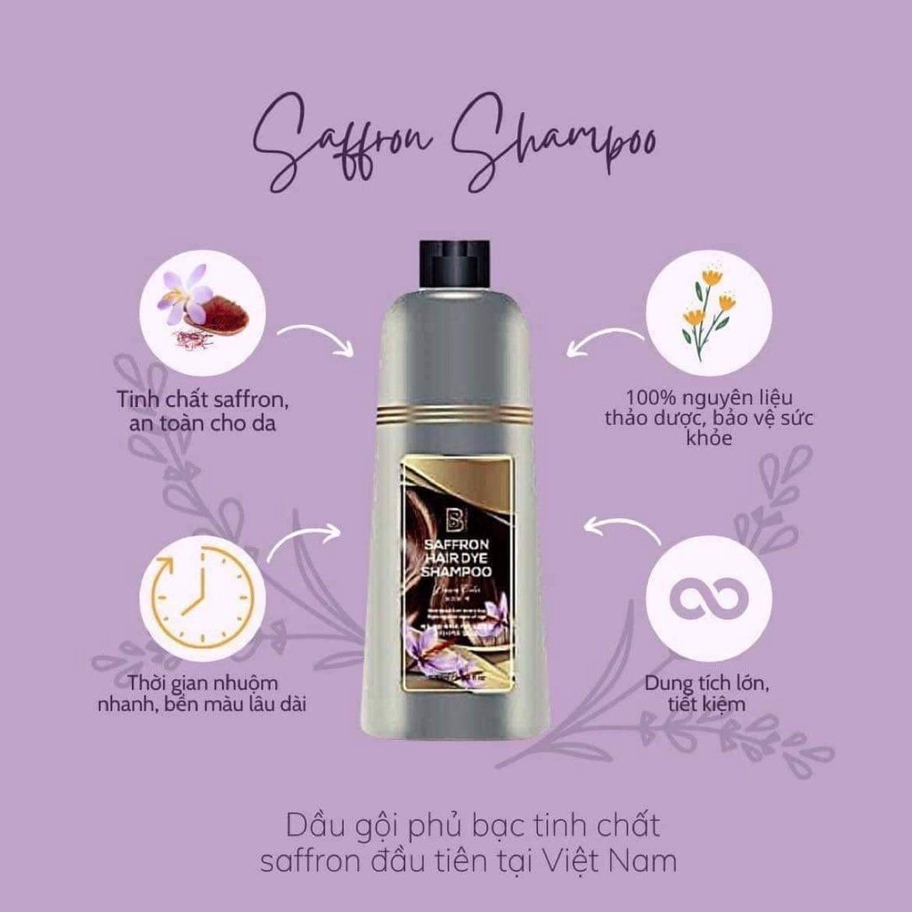 Dầu gội phủ bạc nhụy hoa nghệ tây (Saffron Hair Dye Shampoo Brown