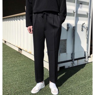 PANTS ROPE đen - quần dài kaki lưng thun vải dày khô CHUỘT TRẮNG