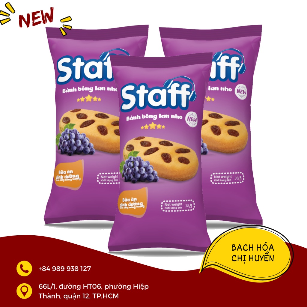 Bánh bông lan nho Staff 38g