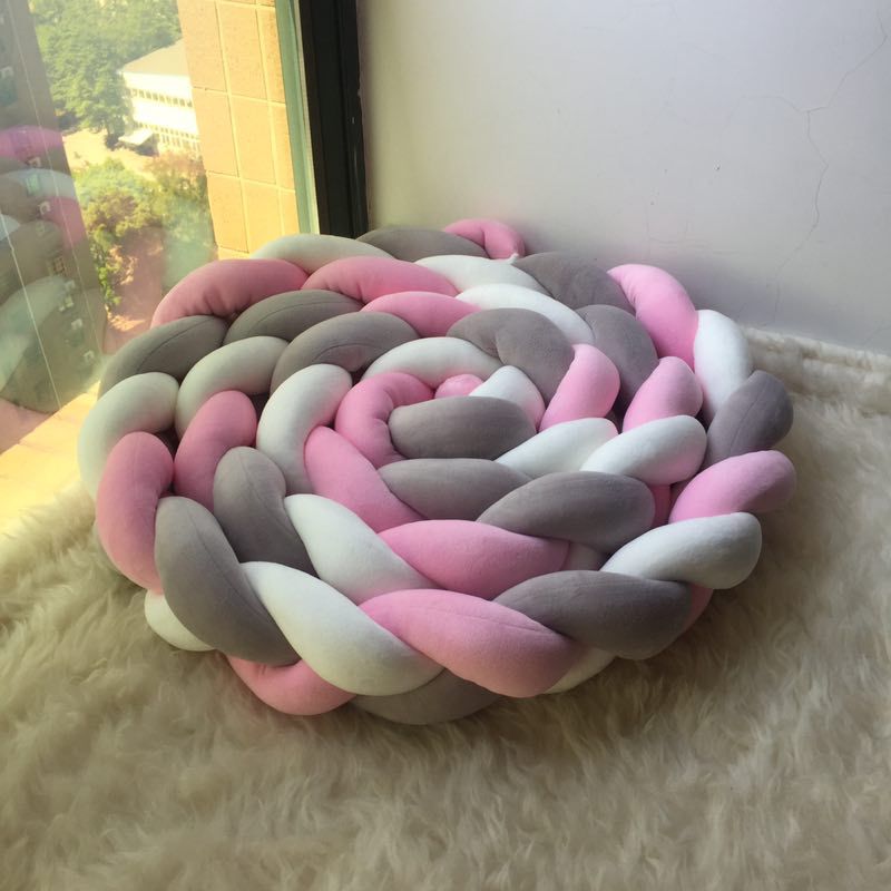 Bộ Gối Cotton Bện Thắt Nút Màu Trơn 2m / 200cm / 79inch Trang Trí Giường Cũi Em Bé Sơ Sinh
