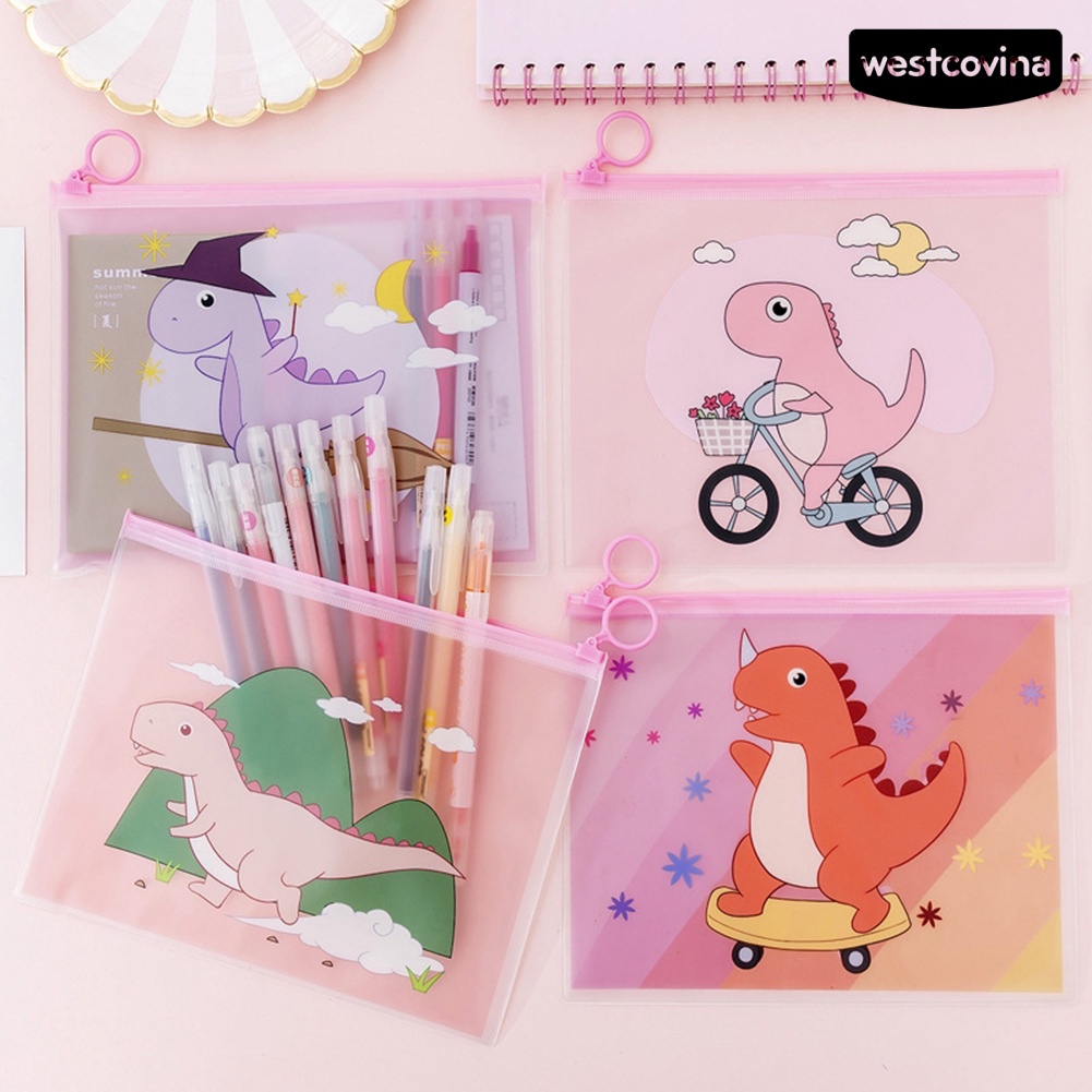 [Hot]✍Túi Đựng Bút Chì Hình Khủng Long Phối Nhẫn Dễ Thương Cho Học Sinh