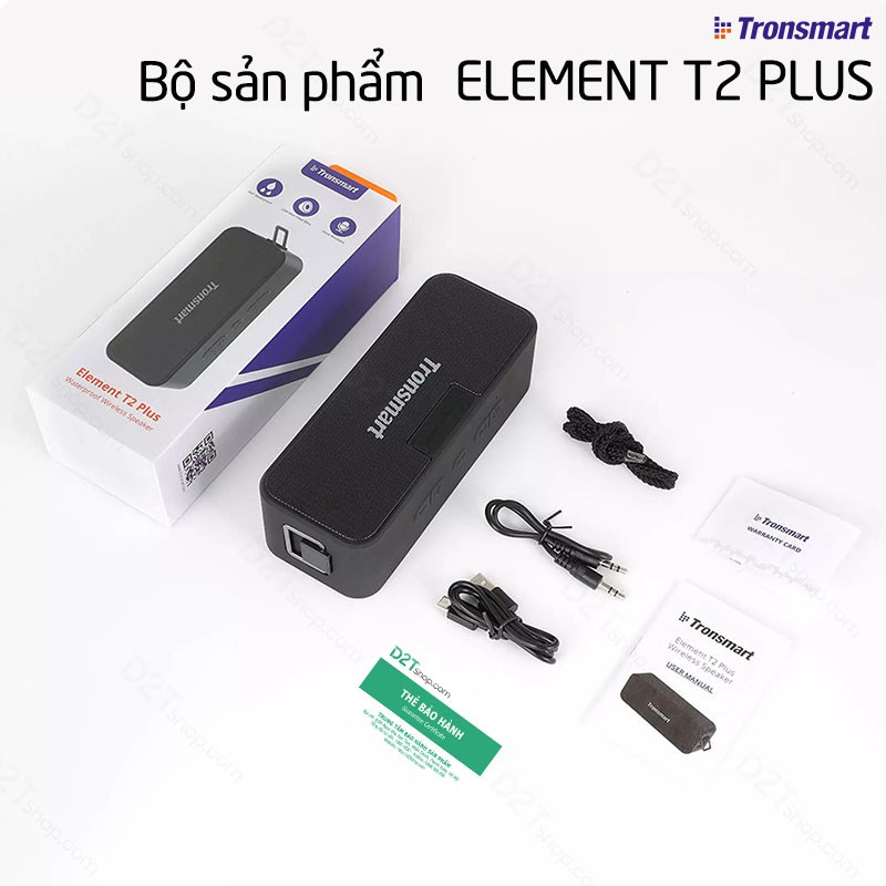 Tronsmart Element T2 Plus | BẢN NÂNG CẤP | Loa bluetooth 5.0/NFC, công suất 20W, kháng nước IPX7, 24 giờ hoạt động