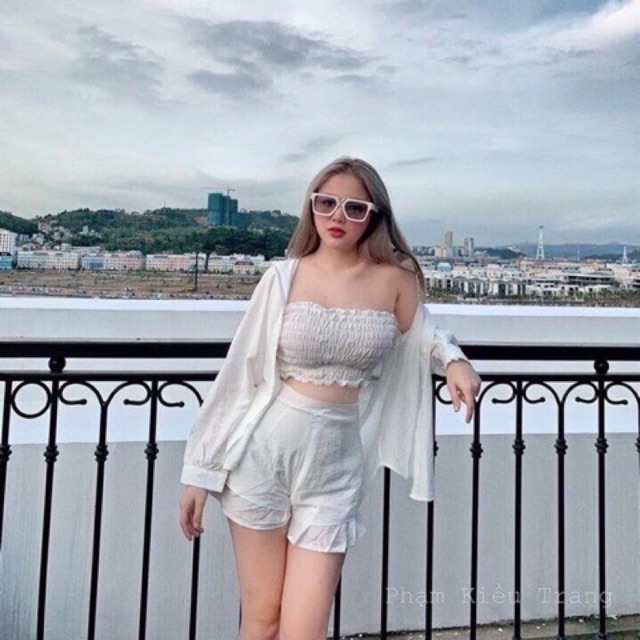 Áo ống cúp ngực voan nhún - hình thật chụp sàn | BigBuy360 - bigbuy360.vn