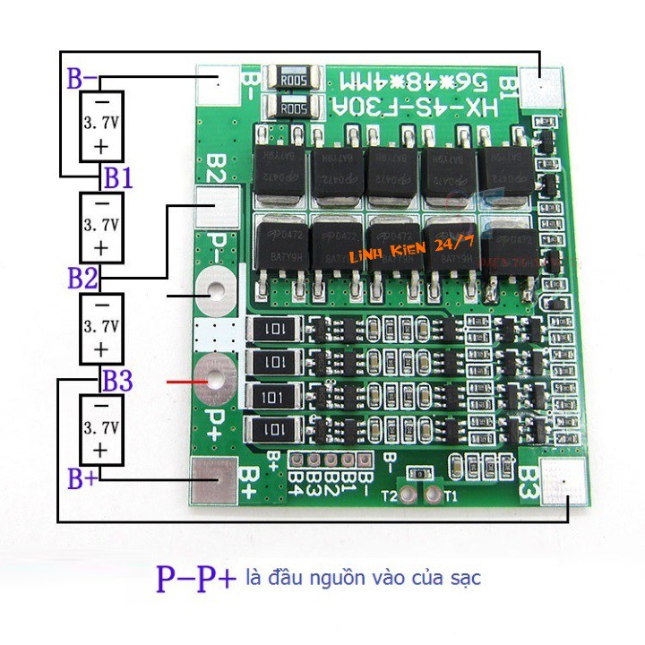 Mạch Sạc Và Bảo Vệ Pin 14.8V 4S 30A