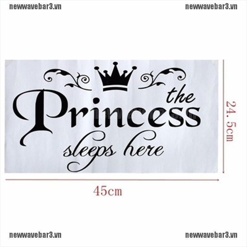 3 Sticker Dán Tường Họa Tiết Hình Chữ Princess Sleeps Here Dùng Trong Trang Trí Phòng Cho Trẻ Nhỏ