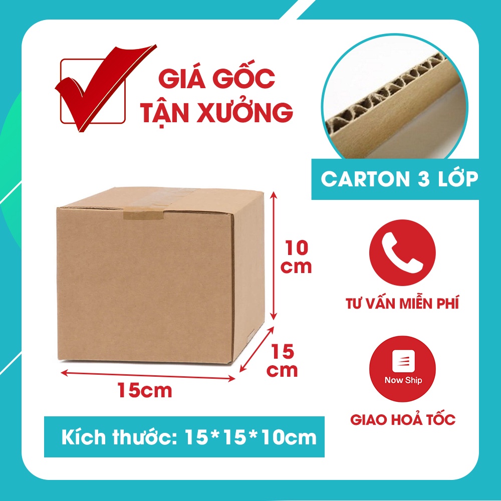 Hộp giấy carton size 15x15x10 - Bộ 10 hộp đóng hàng hóa
