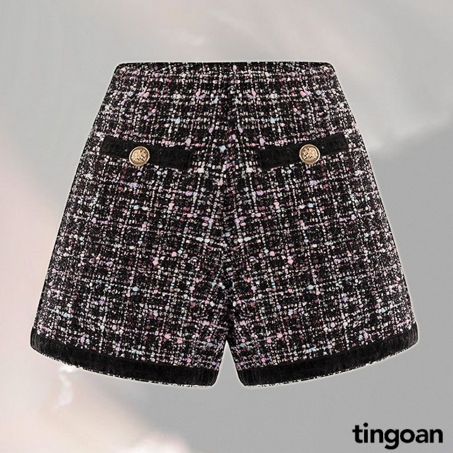 Quần tweed đen tingoan MABEL SHORT/BL