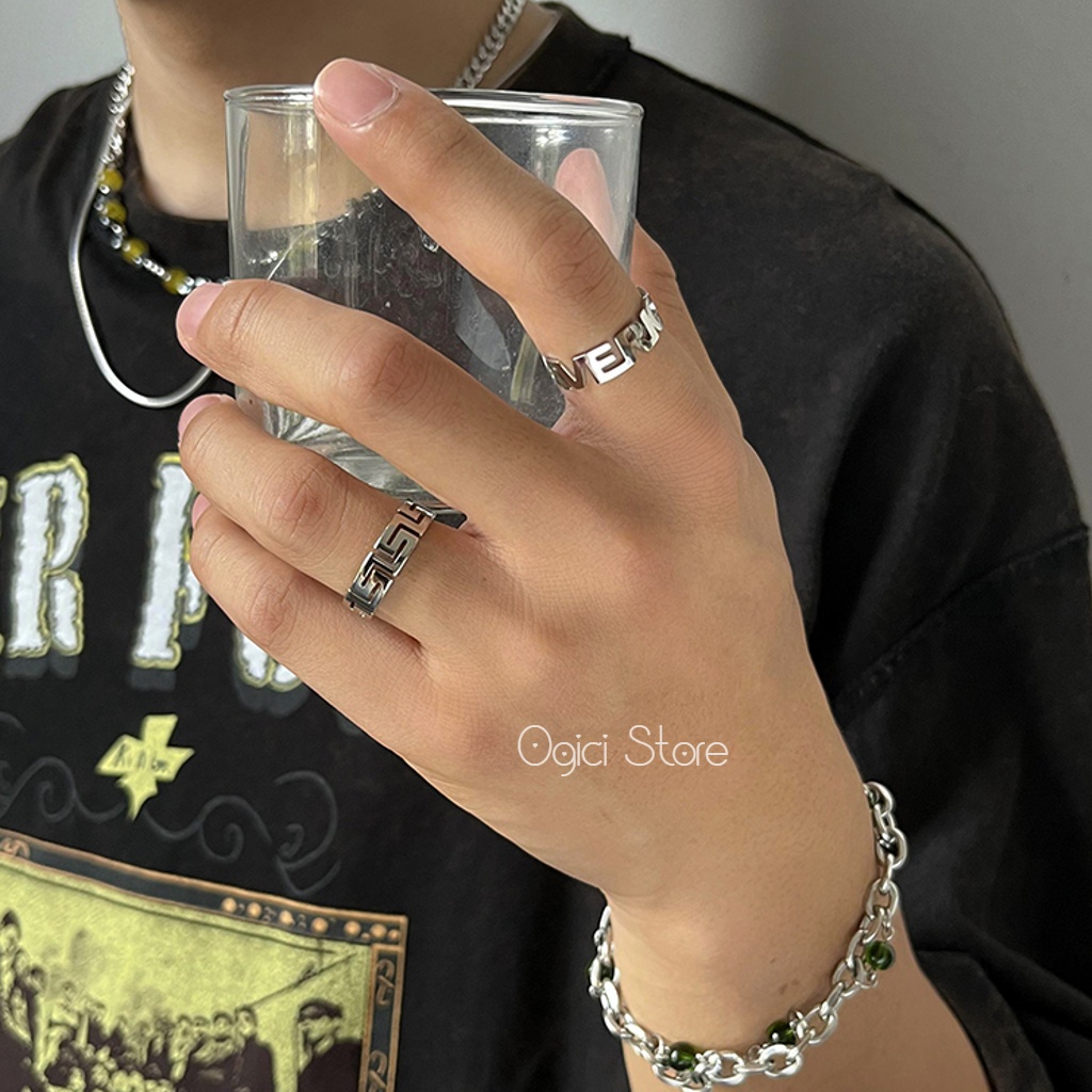 Nhẫn nam nữ thép không gỉ thời trang, Nhẫn nam Great Wall hoa văn độc đáo cá tính, Unisex