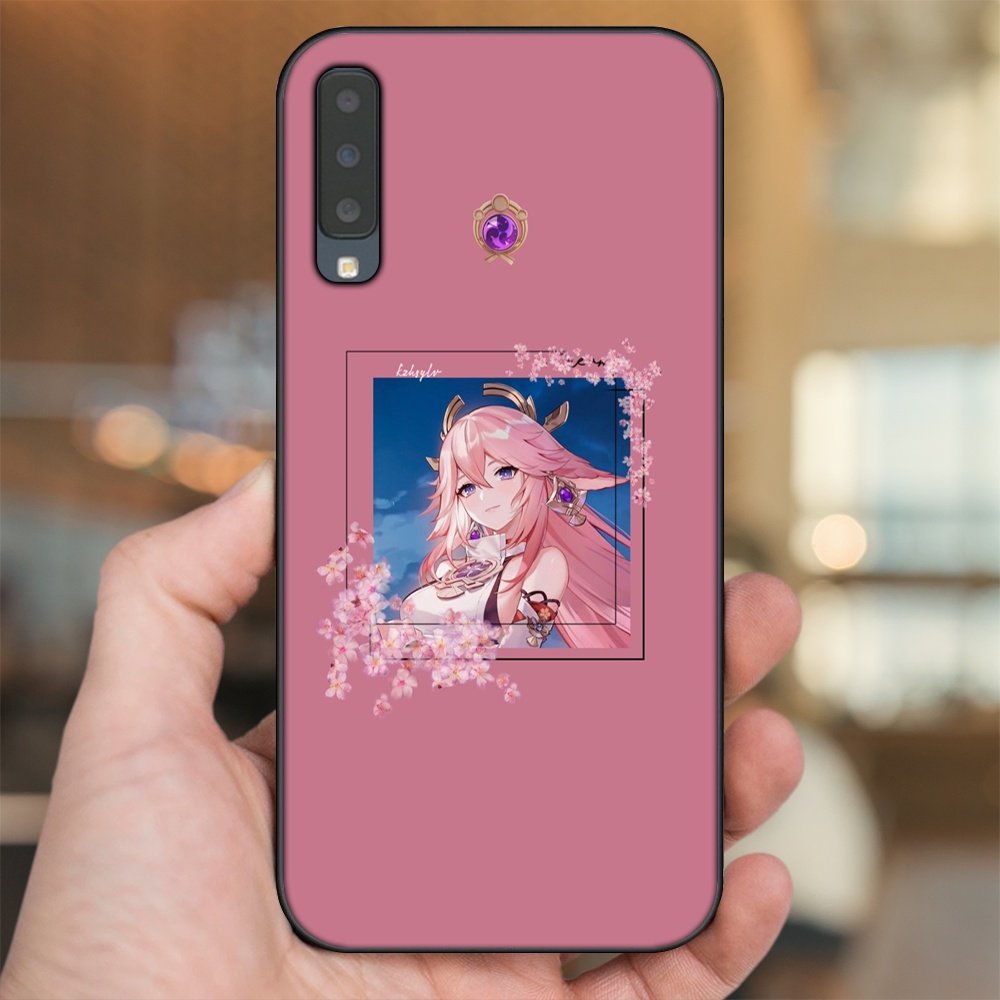 Ốp lưng Samsung A7 2018 viền đen in hình Yae Miko Genshin Impact