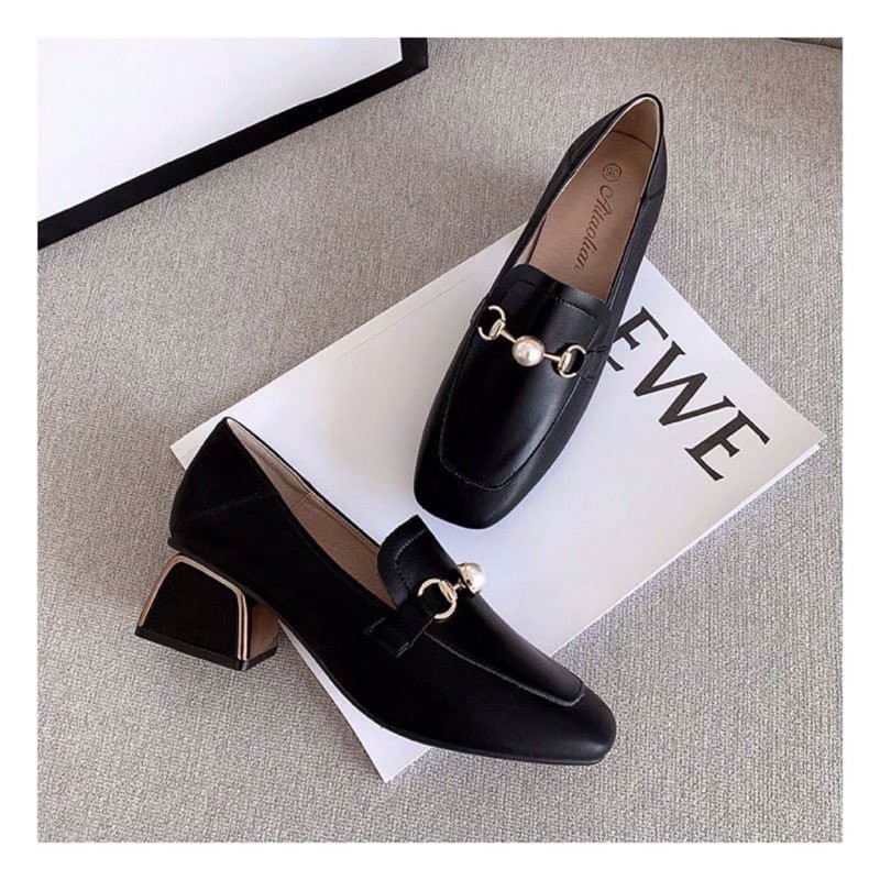 GIÀY LOAFER GÓT VUÔNG 5P ĐÍNH NGỌC