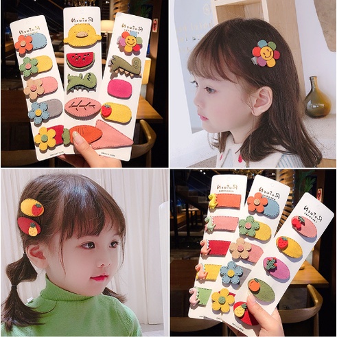 G1 Set 5 Kẹp Tóc Dễ Thương Cho Bé, Kẹp Tóc Xinh Xắn Phong Cách Hàn Quốc