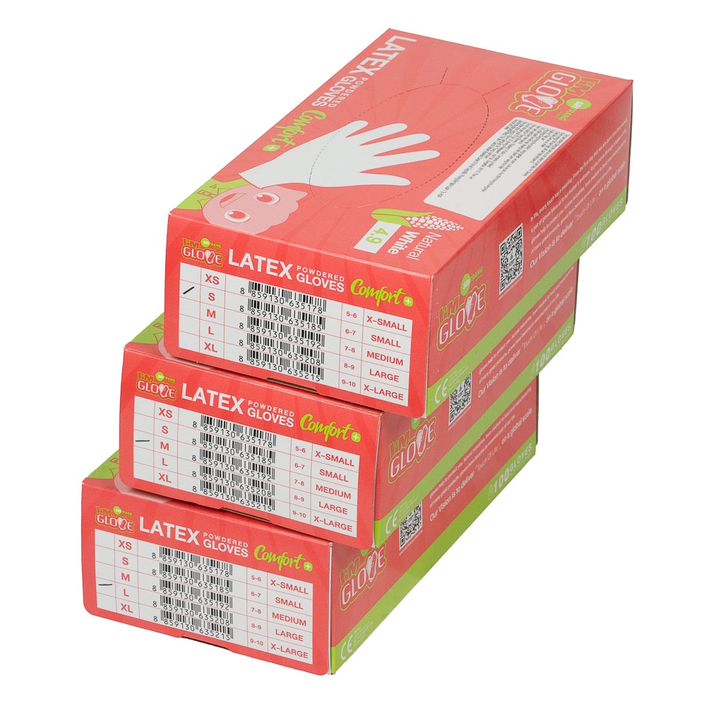 Găng tay y tế cao su có bột, bao tay y tế có bột màu trắng Latex Sri Trang Gloves Thái Lan hộp 100 chiếc