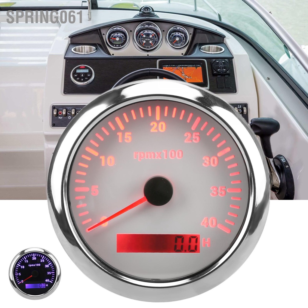 [Hàng Sẵn] Máy đo tốc độ 85mm 4000RPM IP67 chống thấm nước với đèn 7 màu cho Du thuyền RV Car Boat 【Spring061】