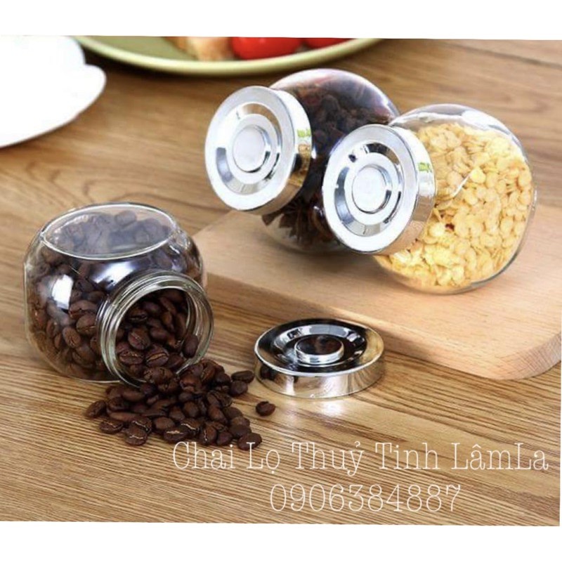 Hũ Thuỷ Tinh Nghiêng Nắp Nhựa Bạc 50ml | Đựng thực phẩm khô , hũ gia vị , mật ong | BigBuy360 - bigbuy360.vn