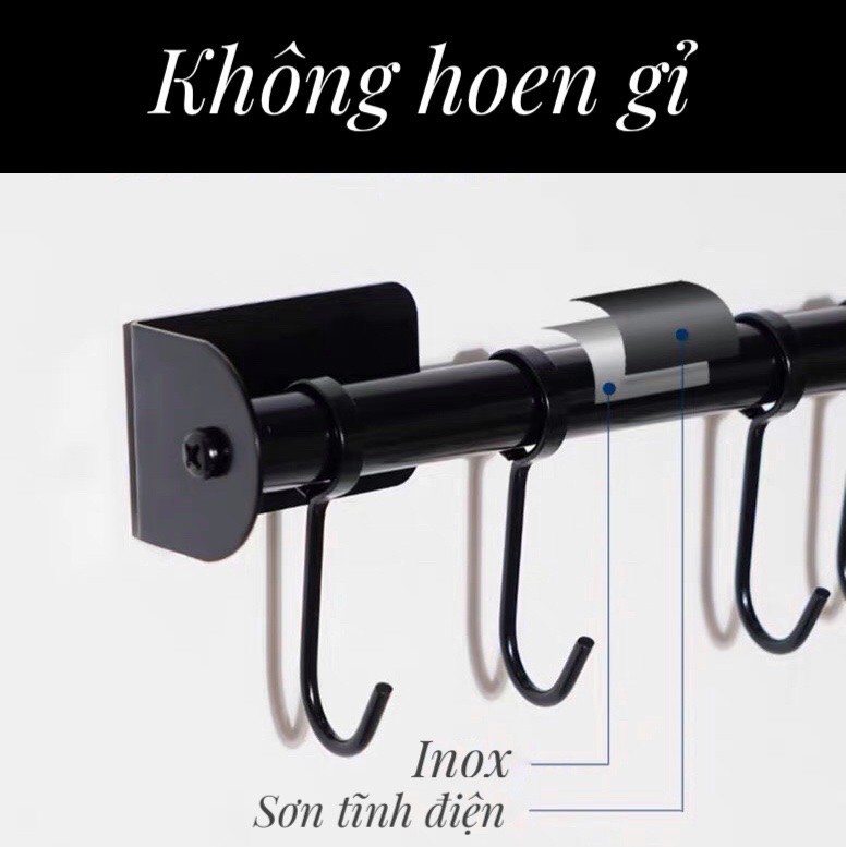 Thanh giá móc treo bếp đa năng dán tường inox 304 Gia Dụng Plus - miễn phí keo dán tường siêu chắc chắn, chịu lực