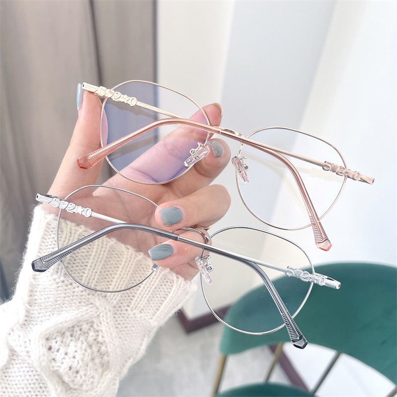 Mắt kính gọng tròn kim loại phong cách retro thời trang Hàn Quốc