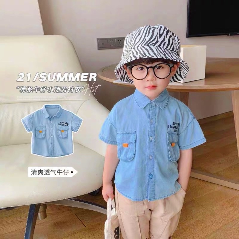ÁO SƠ MI BÒ 2 TÚI SIÊU ĐẸP CHO BÉ
