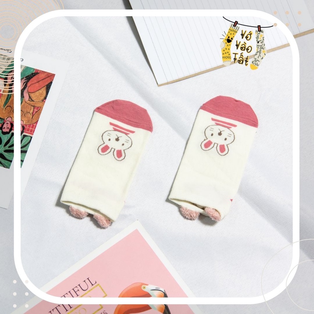 TẤT NỮ, VỚ NỮ CỔ NGẮN THỎ HỒNG CÓ TAI