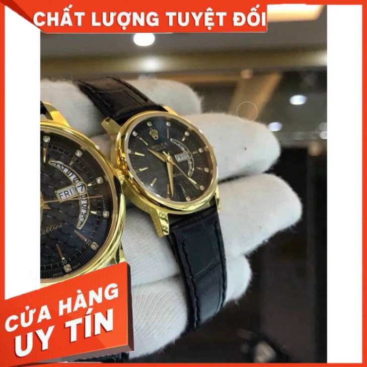 Đồng Hồ Đôi RoLex Sapphire R031 Mặt ĐEN Máy Pin Nhật Chống xước Tuyệt Đối