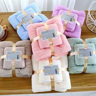 Khăn Tắm Lông Cừu Cao Cấp Shopehouse , Bộ COMBO 2 Khăn 35x75cm và 70x140cm – Chất Liệu Lông Cừu Siêu Mềm , Thấm Hút Tốt