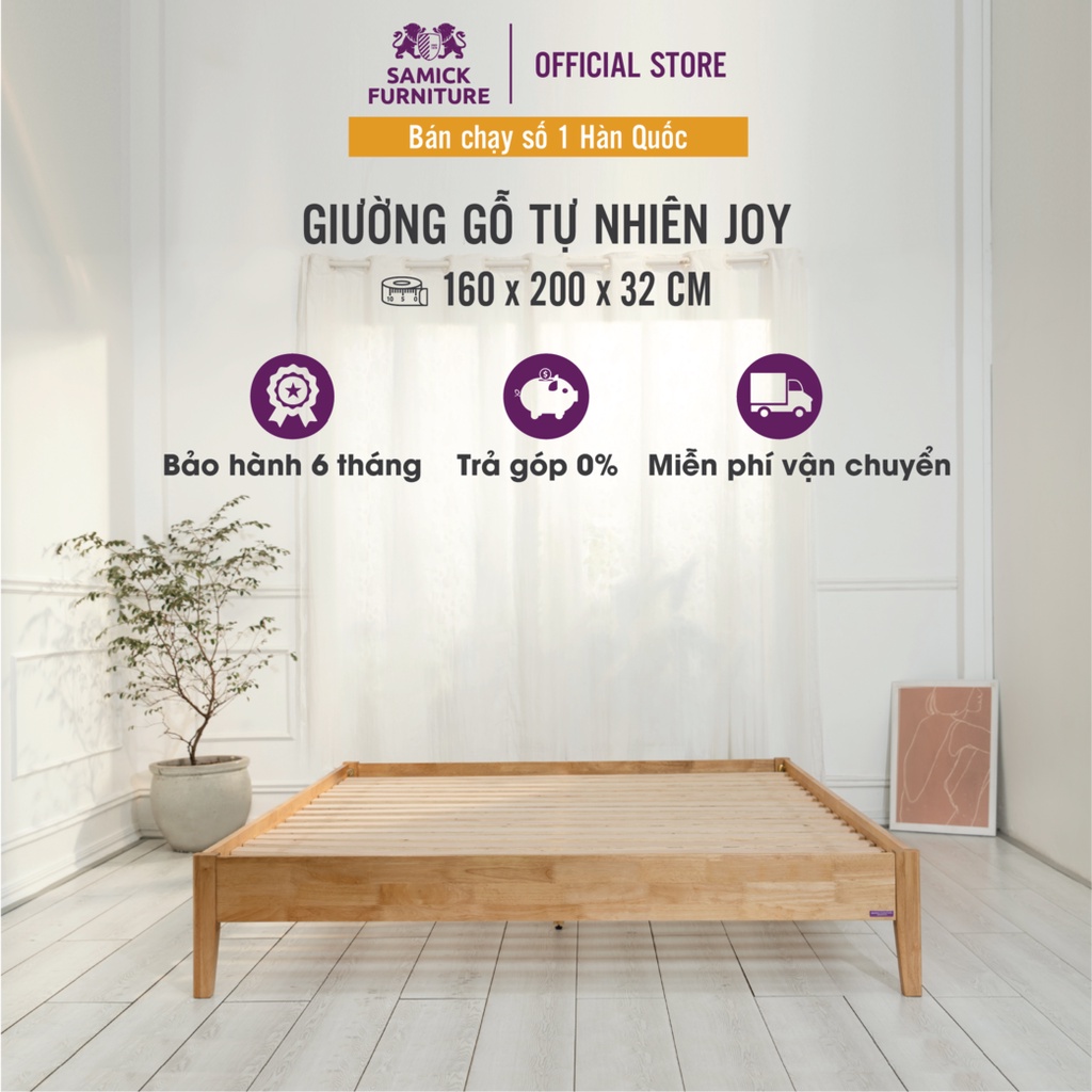 Giường gỗ tự nhiên JOY Samick Furniture Hàn Quốc 160 x 200 x 32cm