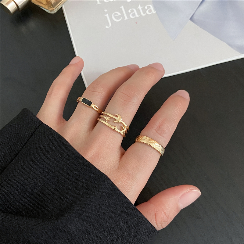 iF YOU Bộ nhẫn đeo ngón tay kim loại đính đá thanh lịch cá tính thời trang dành cho nữ