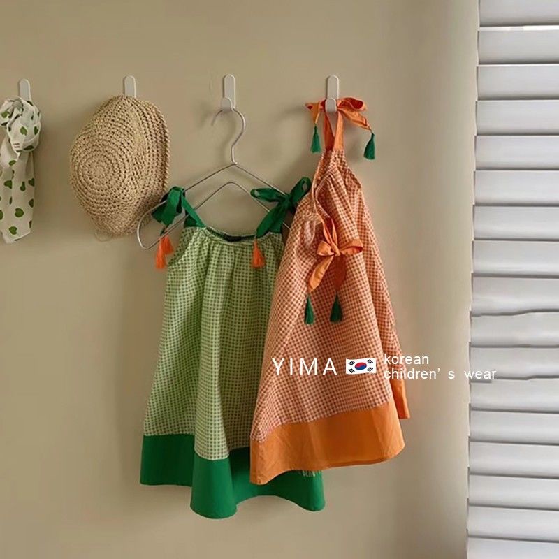 Đầm Ca Rô Thời Trang Mùa Hè Hàn Quốc Dành Cho Bé Gái 2022