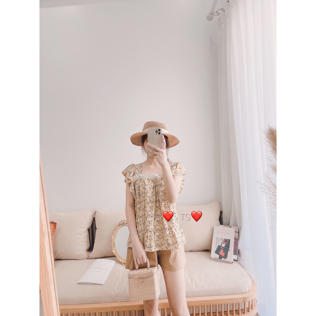 Set bộ nữ babydoll cổ vuông hoa nhí vintage cực sang BN162 | BigBuy360 - bigbuy360.vn