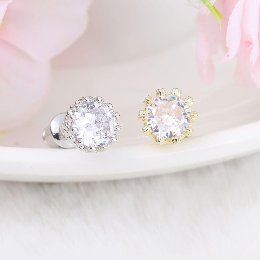 1 Đôi Bông Tai Hình Vương Miện Đính Đá Zircon Thời Trang Cổ Điển Cho Nam Và Nữ