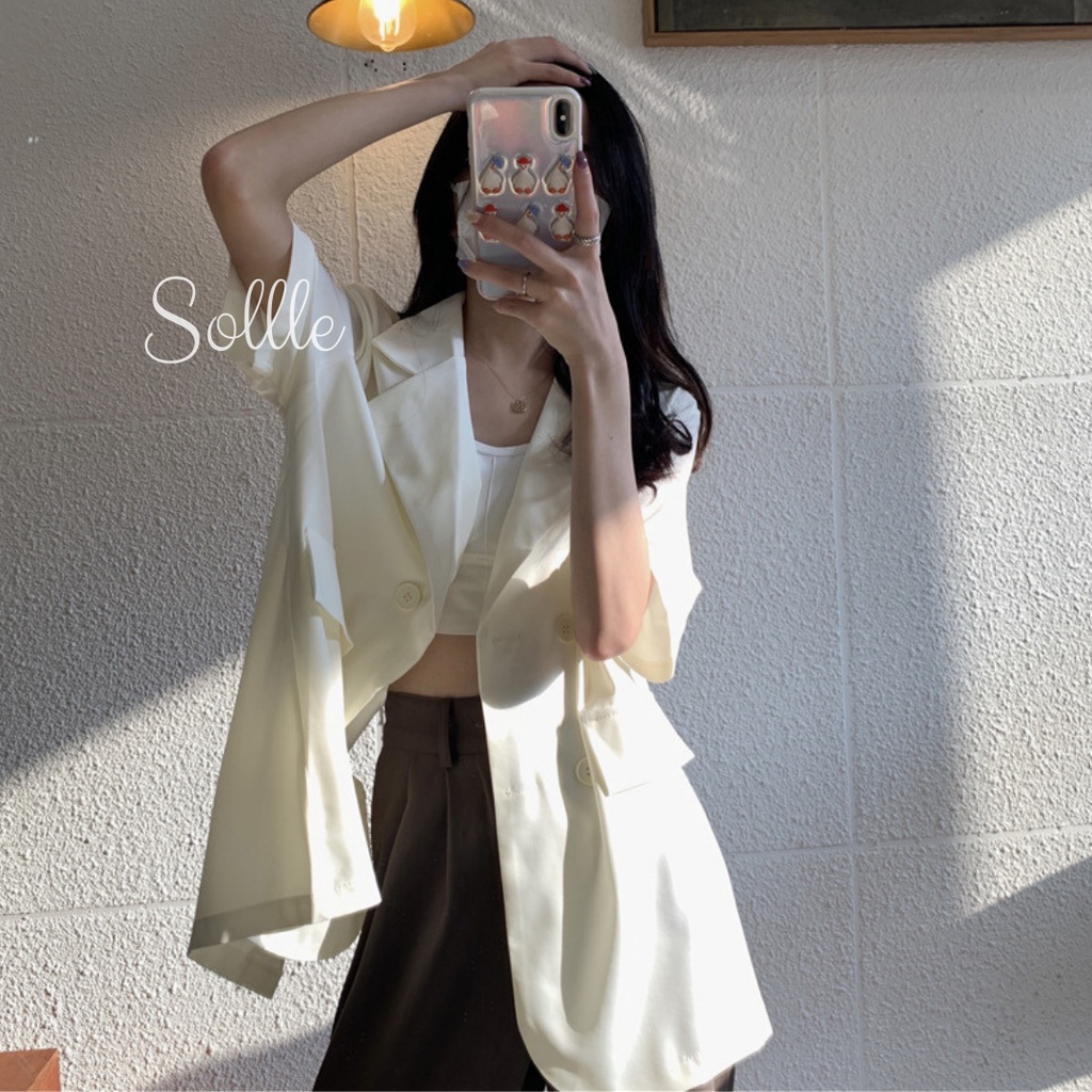 𝐓𝐡𝐚𝐧𝐡 𝐥𝐲́ 𝐱𝐚̉ 𝐤𝐡𝐨 Áo blazer ngắn tay áo vest cộc tay form rộng nhiều màu Sollle