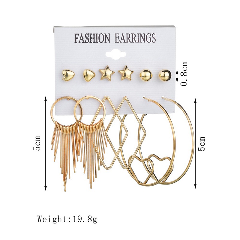 Set 6 Đôi Khuyên Tai Kim Loại Thiết Kế Mới Sáng Tạo Phong Cách Âu Mỹ