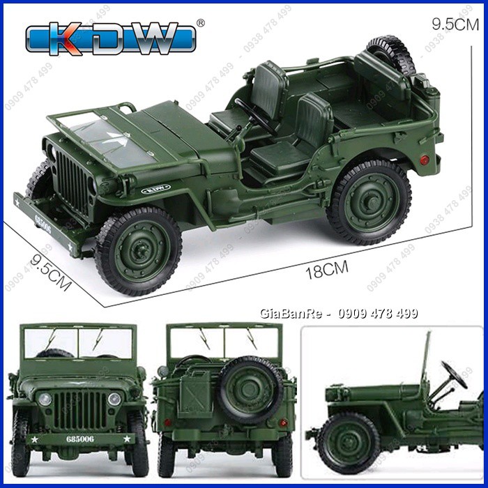 XE MÔ HÌNH KIM LOẠI CHI TIẾT TỈ LỆ 1:18 -  JEEP WILLY A1 - KDW - 9998