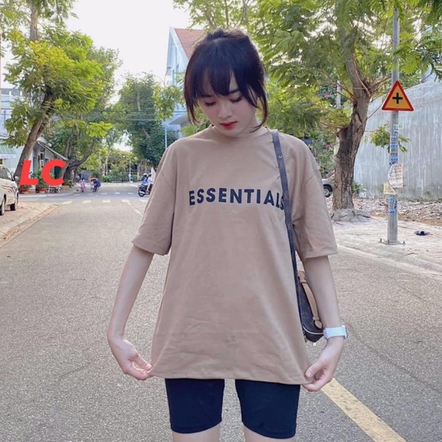 Áo thun ESSENTIAL nam nữ tay lỡ unisex form rộng oversize basic tee phông cotton hai màu trắng nâu cực dễ phối đồ